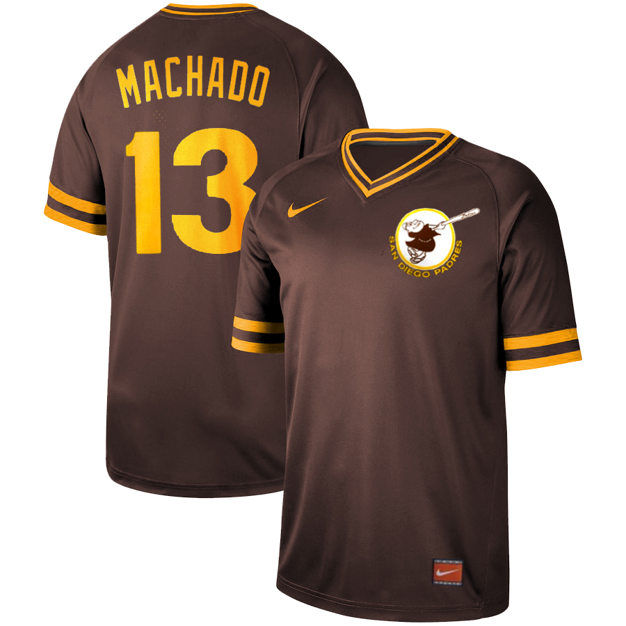 Men's San Diego Padres #13 Manny Machado Coffee Cooperstown Collection Legend Stitched MLB Jersey
